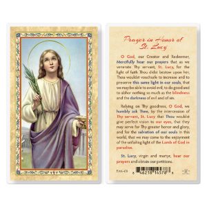 Prayer in Honor of St. Lucy Gold-Stamped Laminated Prayer Card (pack of 25)
