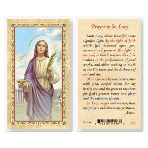 Prayer to St. Lucy Gold-Stamped Laminated Prayer Card (pack of 25)