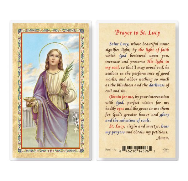 Prayer to St. Lucy Gold-Stamped Laminated Prayer Card (pack of 25)