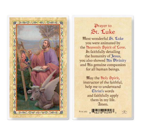St. Luke w/Prayer Gold-Stamped Laminated Prayer Card (pack of 25)