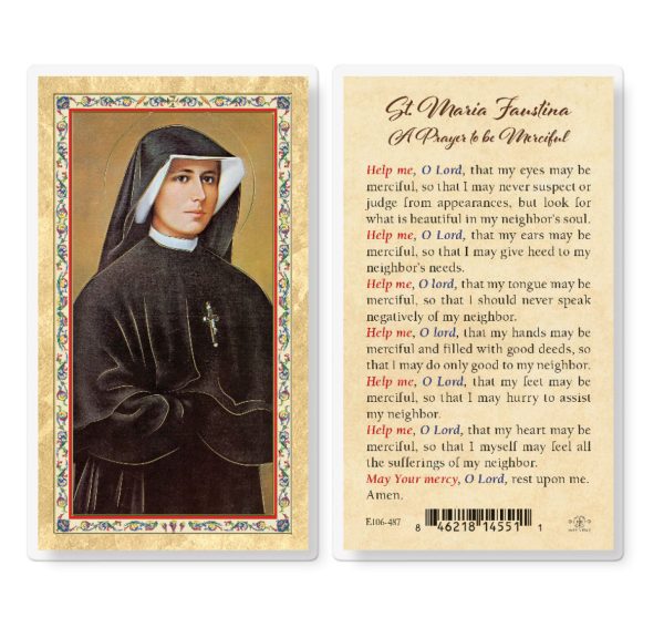 Prayer to St. Maria Faustina Gold-Stamped Laminated Prayer Card (pack of 25)