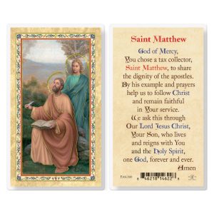 St. Matthew w/ Prayer Gold-Stamped Laminated Prayer Card (pack of 25)