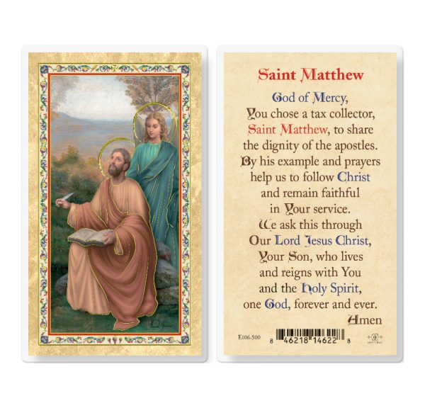 St. Matthew w/ Prayer Gold-Stamped Laminated Prayer Card (pack of 25)