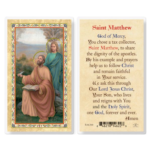 St. Matthew w/ Prayer Gold-Stamped Laminated Prayer Card (pack of 25)
