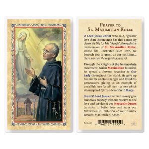 Prayer to St. Maximilian Kolbe Gold-Stamped Laminated Prayer Card (pack of 25)