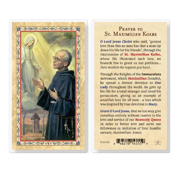Prayer to St. Maximilian Kolbe Gold-Stamped Laminated Prayer Card (pack of 25)