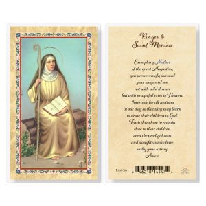 St. Monica Prayer - Biography Gold-Stamped Laminated Prayer Card (pack of 25)