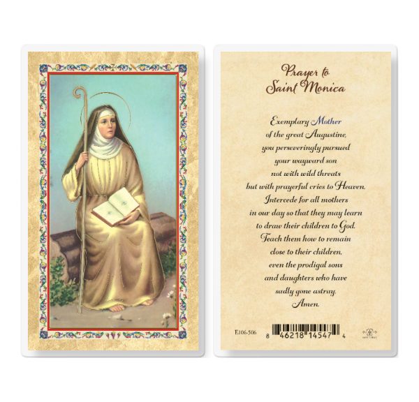St. Monica Prayer - Biography Gold-Stamped Laminated Prayer Card (pack of 25)