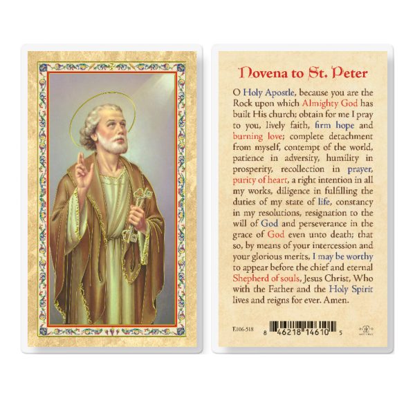 St. Peter Novena Prayer Gold-Stamped Laminated Prayer Card (pack of 25)