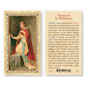 St. Philomena - Novena Gold-Stamped Laminated Prayer Card (pack of 25)