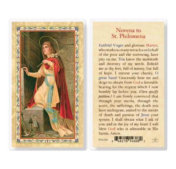 St. Philomena - Novena Gold-Stamped Laminated Prayer Card (pack of 25)