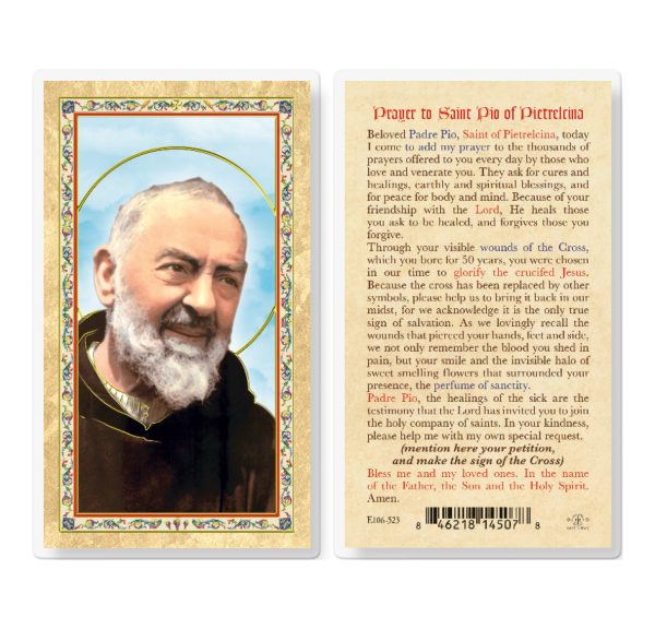 Prayer to St. Pio of Pietrelcina Gold-Stamped Laminated Prayer Card (pack of 25)