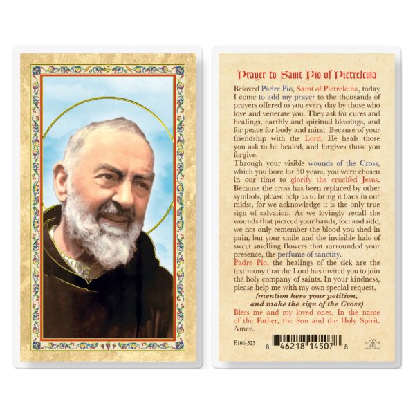 Prayer to St. Pio of Pietrelcina Gold-Stamped Laminated Prayer Card (pack of 25)