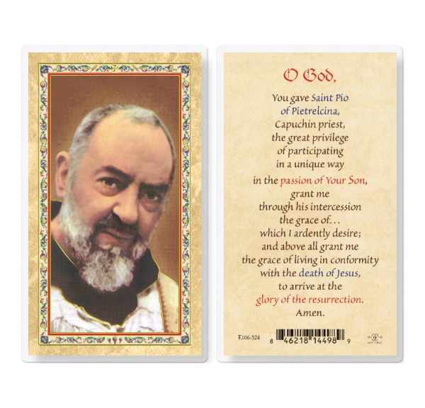 Prayer to St. Pio Gold-Stamped Laminated Prayer Card (pack of 25)