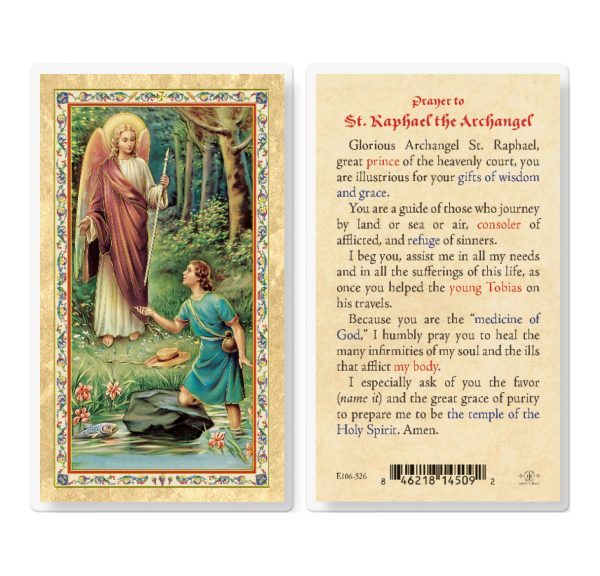 Prayer to St. Raphael Gold-Stamped Laminated Prayer Card (pack of 25)
