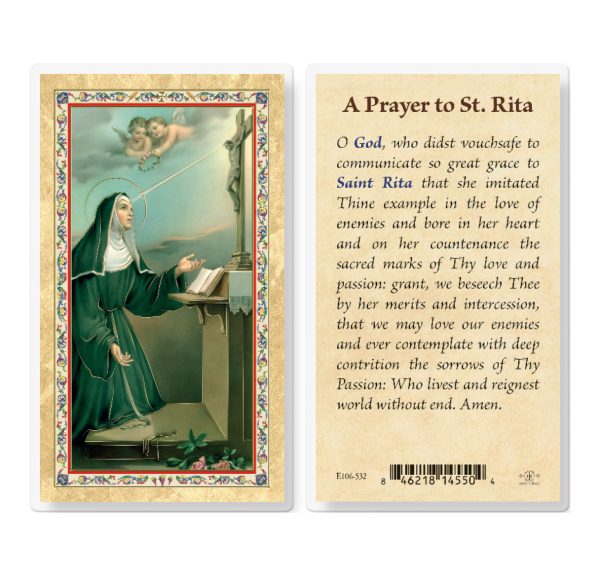 Prayer to St. Rita Gold-Stamped Laminated Prayer Card (pack of 25)