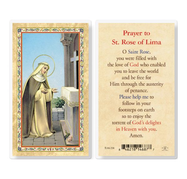 Prayer to St. Rose of Lima Gold-Stamped Laminated Prayer Card (pack of 25)