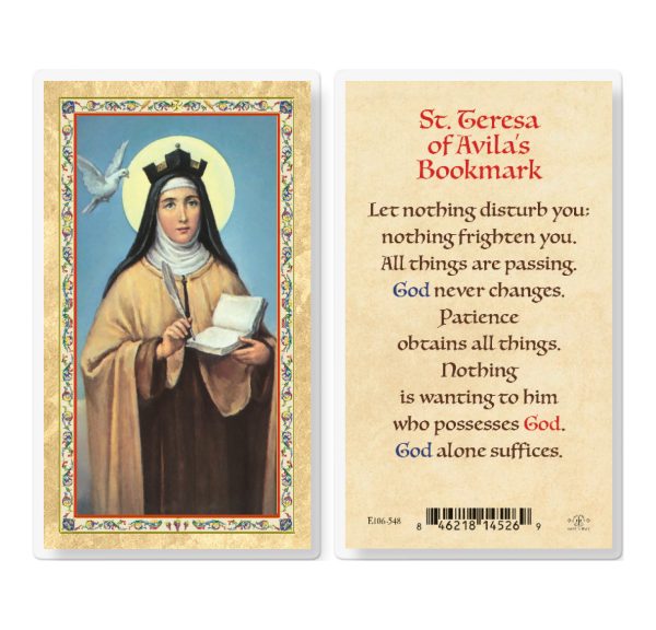St. Teresa of Avila - Bookmark Gold-Stamped Laminated Prayer Card (pack of 25)