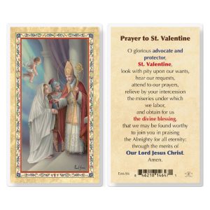 St. Valentine Day Gold-Stamped Laminated Prayer Card (pack of 25)
