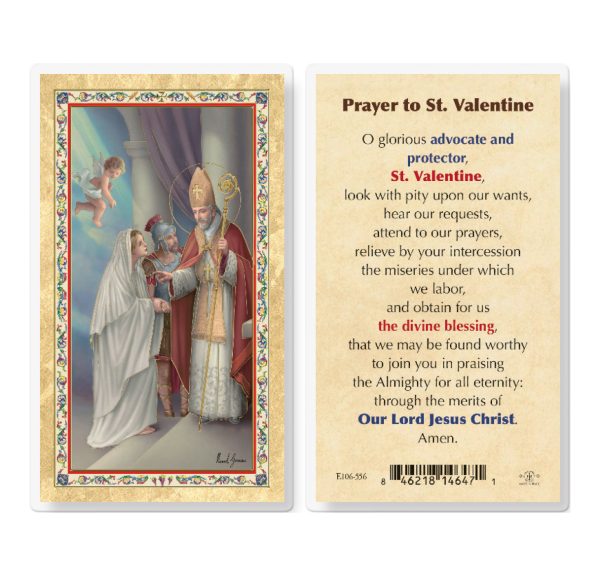 St. Valentine Day Gold-Stamped Laminated Prayer Card (pack of 25)