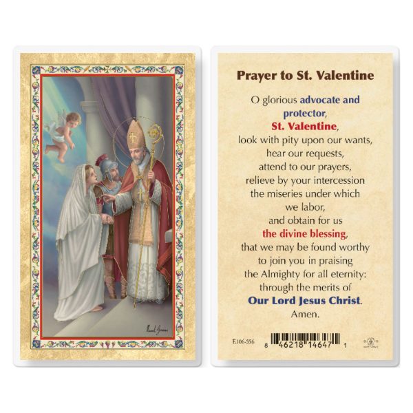 St. Valentine Day Gold-Stamped Laminated Prayer Card (pack of 25)