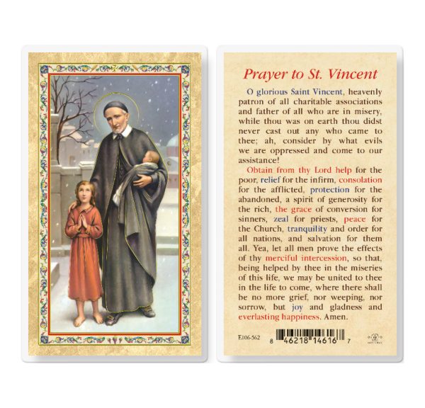 Prayer to St. Vincent de Paul Gold-Stamped Laminated Prayer Card (pack of 25)