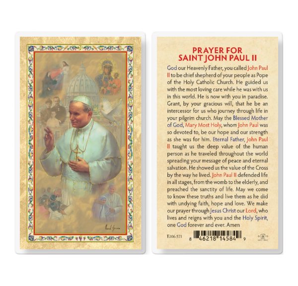 Saint John Paul II Laminated Gold-Stamped Laminated Prayer Card (pack of 25)