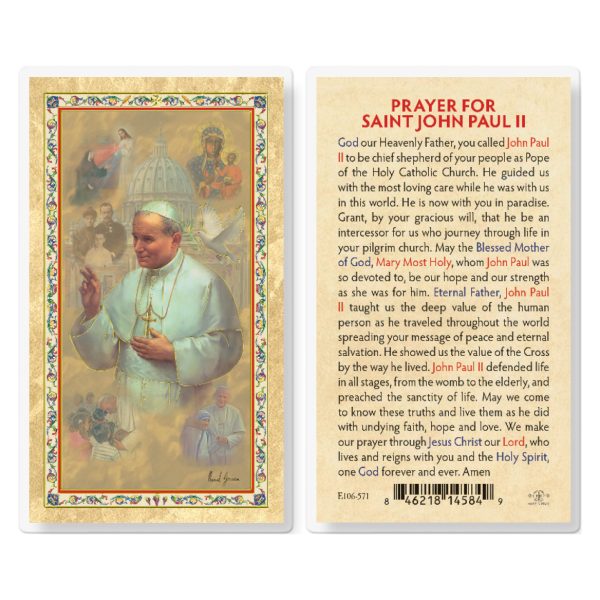 Saint John Paul II Laminated Gold-Stamped Laminated Prayer Card (pack of 25)