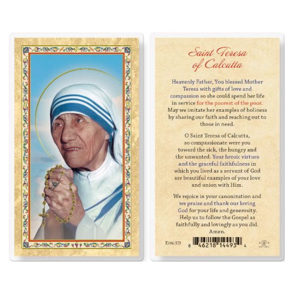 Saint Teresa of Calcutta - With Prayer Gold-Stamped Laminated Prayer Card (pack of 25)