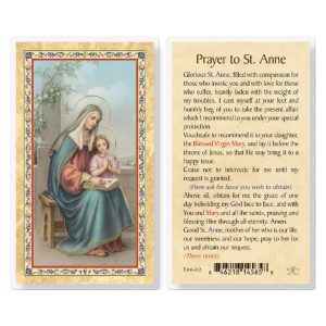 St. Anne - Prayer Obtain Favor Gold-Stamped Laminated Prayer Card (pack of 25)