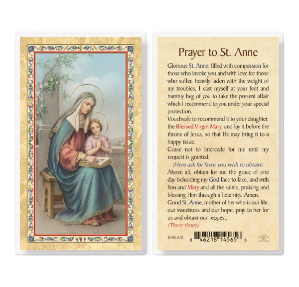 St. Anne - Prayer Obtain Favor Gold-Stamped Laminated Prayer Card (pack of 25)