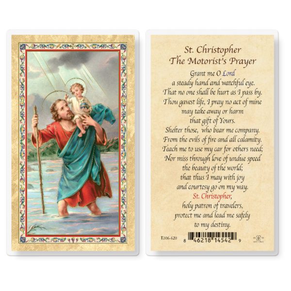 St. Christopher - Motorist Prayer Gold-Stamped Laminated Prayer Card (pack of 25)