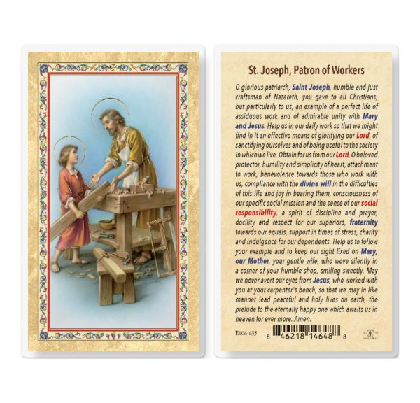Daily Prayer to St. Joseph the Worker Gold-Stamped Laminated Prayer Card (pack of 25)