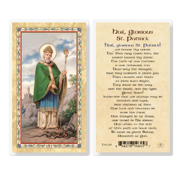 St. Patrick - Hail Glorious Saint Gold-Stamped Laminated Prayer Card (pack of 25)