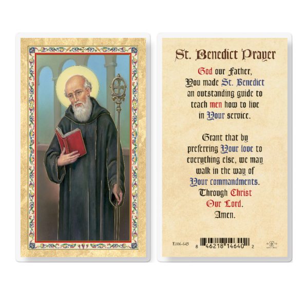 St. Benedict - God Our Father Gold-Stamped Laminated Prayer Card (pack of 25)