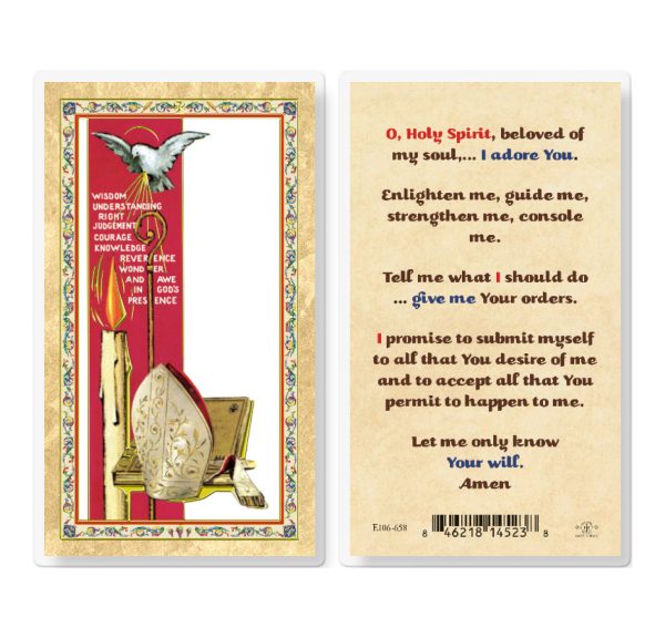 Confirmation - O Holy Spirit Gold-Stamped Laminated Prayer Card (pack of 25)