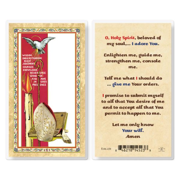 Confirmation - O Holy Spirit Gold-Stamped Laminated Prayer Card (pack of 25)