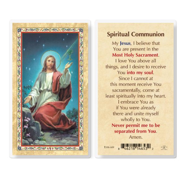 Spiritual Communion Gold-Stamped Laminated Prayer Card (pack of 25)