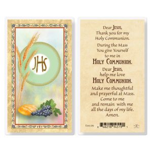 First Holy Communion Unisex Gold-Stamped Laminated Prayer Card (pack of 25)