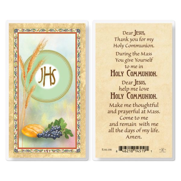 First Holy Communion Unisex Gold-Stamped Laminated Prayer Card (pack of 25)