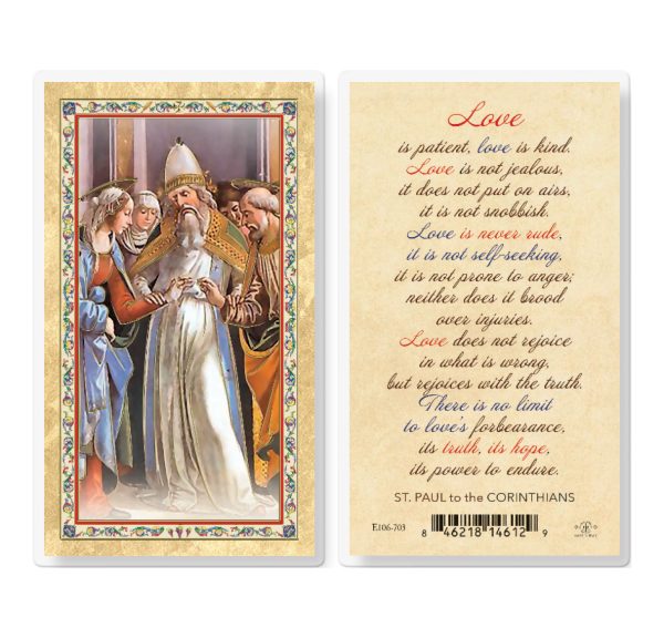 Love is Patient - St. Paul Corinthians Gold-Stamped Laminated Prayer Card (pack of 25)