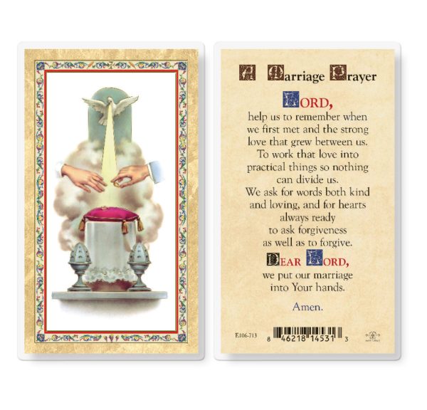 Marriage Prayer Wedding Symbol Gold-Stamped Laminated Prayer Card (pack of 25)