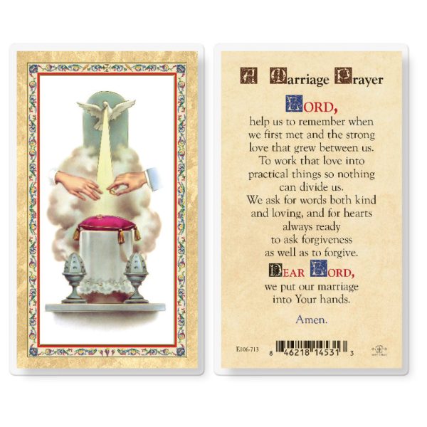 Marriage Prayer Wedding Symbol Gold-Stamped Laminated Prayer Card (pack of 25)