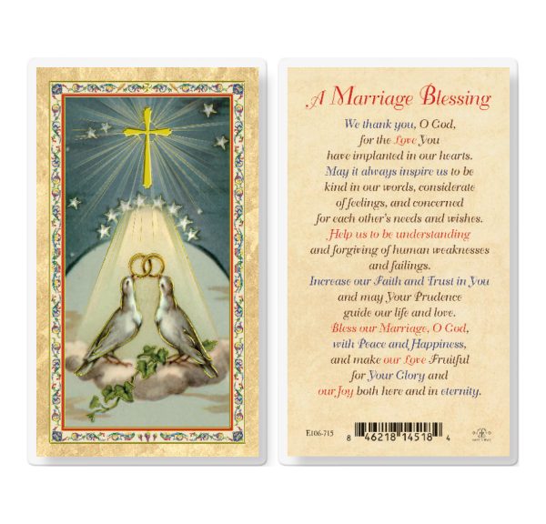 Marriage Blessing Gold-Stamped Laminated Prayer Card (pack of 25)