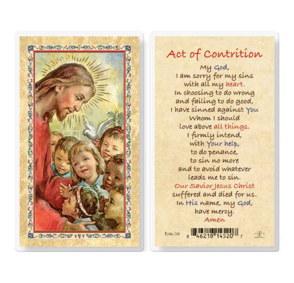 Act of Contrition - Christ Kids Gold-Stamped Laminated Prayer Card (pack of 25)