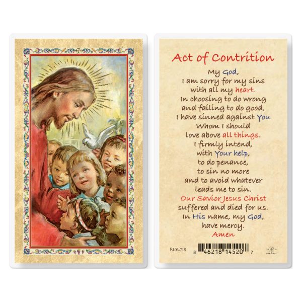 Act of Contrition - Christ Kids Gold-Stamped Laminated Prayer Card (pack of 25)