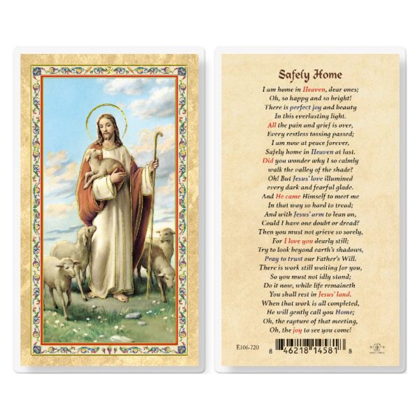 Safely Home - Good Shepherd Gold-Stamped Laminated Prayer Card (pack of 25)