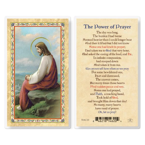 The Power of Prayer - Christ in Garden Gold-Stamped Laminated Prayer Card (pack of 25)