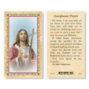 Acceptance Prayer - SHJ with Cross Gold-Stamped Laminated Prayer Card (pack of 25)
