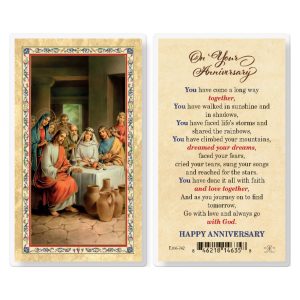 On Your Anniversary Gold-Stamped Laminated Prayer Card (pack of 25)